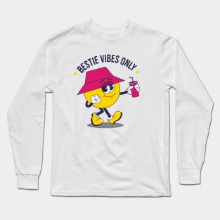 BESTIE VIBES ONLY RETR CARTOON Long Sleeve T-Shirt